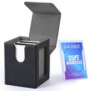 UAONO Card Deck Box for MTG Commander, Fits 100 Double-Sleeved Cards | Independent Commander Display, Magnetic Deck Case for Magic the Gathering TCG, 2 Dividers & 1 Top Loader (Black)