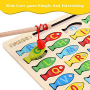 Magnetic Wooden Fishing Game Toy for Preschoolers, Alphabet Fish Catching Counting Games Puzzle with Numbers and Letters, Preschool Learning ABC and Math Educational Toys for 3 4 5 Years Old Kids