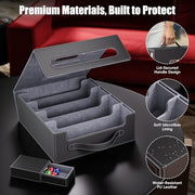 Dufvrpe Trading Card Storage Box, 3500+ MTG Deck Box with Commander Display | All-in-one card storage set with 4 dividers, 30 labels, dice box, acrylic holders, dual displays & lid-secured handle
