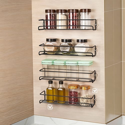 Carbon Steel Wall-Mounted Kitchen Spice Rack