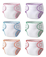 BABESIDE Baby Doll Diapers, 6 Reusable Diapers for 12-15 Inch Baby Dolls | Washable Baby Doll Accessories for Diaper Changing Pretend Play, Doll Diaper Set for Ages 3+