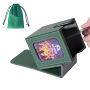 AFIING MTG Deck Box for Commander Display,Card Deck Box Fits 100 Double Sleeved Cards, Magic Commander TCG Card Storage case with 2 Dividers,Dice Bag and 1 Toploader(Green/Grey)