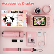 Makolle Kids Camera Toys for Girls 3-12 Year Old,HD Digital Video Camcorder Camera with Tripod,Children Chritmas Birthday Gift with SD Card-Pink