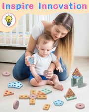 kecristv Montessori Toys for 1 2 Year Old Girl and Boy Birthday Gifts | Toddler Toys 1-2 2-3, Shape Sorter, Wooden Block, Learning Educational Sensory Stacking Toy, Toddler Puzzles, Birthday Gifts