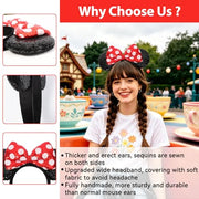 UNSPAZ Mouse Ears Headbands, Sequin Mouse Ears for Women Girls Boys, Shiny Bow Headband for Cosplay Costume Party Decorations Hair Accessories (Polka Dots)