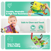 beiens Baby Books Toys, Tummy Time Touch and Feel Sensory Toys for Infant | Crinkle Cloth Book Toy for Baby 0-3-6-12-18 Months, Early Development Stroller Soft Toy, Newborn Shower Gift for Boy Girl