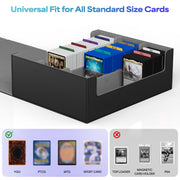 UAONO Trading Card Storage Box Holds 2400+ Cards, Bulk Card Storage | Magnetic Closure PU Leather Card Organizer with 10 Dividers & 3 Stoppers for MTG, PTCG, TCG, Sports Cards (Black)