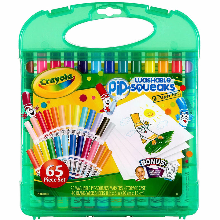 Crayola Pip-Squeaks Washable Markers 65ct, Coloring Art Supplies for Kids | Market Set, Coloring Set, Drawing Art Supplies for Kids, Spring Craft Kit, Travel Activity, Gifts for Kids