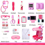 Liberry Toddlers Doctor Kit Toy for Girls Boys Ages 2 3 4 5, Pink | Kids Doctor Playset with Cart, Costume & Stethoscope, Role Play, Pretend Play Medical Toys, Birthday Gift