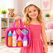 fash n kolor® My Sweet Baby Disappearing Doll Feeding Set, Baby Care 6 Piece Doll Feeding Set - for Toy Stroller | 2 Milk & Juice Bottles with 2 Toy Pacifier for Baby Dolls Set - Kids Gift Set
