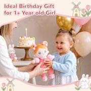 OUOZZZ Soft Baby Doll 10" Tulip Pink Snuggle Buddy Doll | First Birthday Toys for 1 Year Old Girl, Ideal 1 Year Old Girl Gifts & Baby Girl Gifts, Cuddly Toy for Infants & Toddlers