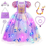 Meland Light Up Princess Dress for Girls Ages 3-10, Dress Up Toy Gift Set | Designed for party, Christmas Birthday gift, Halloween costume, detailed with sequin bodice, soft lining, comfortable to wear