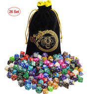 CiaraQ 182pcs Polyhedral Dice Set for Dungeon and Dragons MTG Table Games | 26 Role-Playing Dice Sets for D&D with Storage Bag. 7 dice each (D4-D20), Classic Numbers, Ages 14+