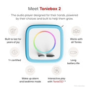 Toniebox 2 My First Farm Bundle for Kids 1+ with Soft and Squeezable Cow, Horse, and Pig - Sky Blue