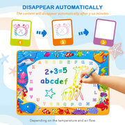 Water Doodle Mat - Kids Color Painting Toy, Gift Set for Toddlers 2-7 | Great Educational Water Doodle Mat - Toddler Painting Toy Gift with Fun Stencils, Magic Pens & Drawing Templates for Kids