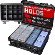 Graded Card Case Storage Box, Extra Large Trading Card Box, PSA Slab Case | Waterproof Trading Card Storage Box with 8 Adjustable Dividers; Fits BGS, SGC, CGC, CSG Slabs, Top Loaders & Magnetic Holders