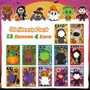 Halloween Stickers 48 Sheets DIY Halloween Party Favors Crafts Kids | 8.6" X 5.8" Halloween Activities Games Goodie Bag Stuffers for Kids Toddlers Classroom Gifts Supplies Treats Prizes Decor