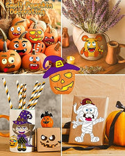 42 Sheets Halloween Party Favors Stickers for Kids, Halloween Crafts Treats | Make Your Own Face Stickers, Non Candy Halloween Goodie Bag Stuffers, Halloween Toys Gifts Activities Prizes for Kids Party