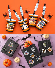 JCFIRE Halloween Stickers for Kids, 100 PCS Halloween Party Favors | 100 unique 2.3 in waterproof vinyl stickers for goodie bags, treat bags, crafts, water bottles and party favors