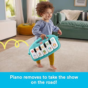 Fisher-Price Glow and Grow Kick & Play Piano Gym, Blue | Baby Playmat, 10 Linkable Toys, Removable Piano, Musical Learning Toy, Developmental Activities for Newborns 0+ Months