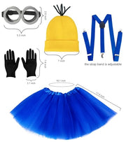 WISHTEN 5 PCS Halloween Costumes for Kids Girls,Halloween Cosplay Dress up | Halloween Costume Accessories for Girls, Goggles/Beanie/Blue Tutu Skirt/Suspenders/ Gloves,Family Themed Parties,Role Play