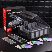 Dufvrpe Trading Card Storage Box, 3500+ MTG Deck Box with Commander Display | All-in-one card storage set with 4 dividers, 30 labels, dice box, acrylic holders, dual displays & lid-secured handle