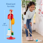 Melissa & Doug Dust Sweep Mop 6-Piece Wooden Cleaning Toy Set | 6 Pcs, Cleaning Pretend Play, Wooden Broom, Mop, Duster, Dustpan, Brush, Toy Storage Stand, Preschool Toys for Kids, Ages 3+