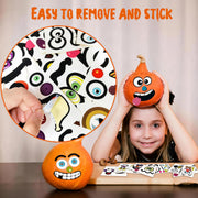 Halloween Mini Pumpkin Decorating Stickers for Kids Toddlers Party Favors | 18 sheets, 36 pack, small, pumpkin face stickers, treat gifts