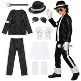 VIIOMUYE Boys Halloween Costume Set 8 Pcs 80s 90s Retro Dance Disco Cosplay | Retro dress up set with fun accessories for Halloween parties stage shows themed play ages 3 to 12 years