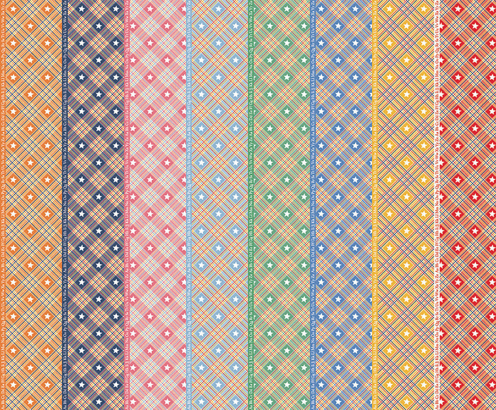Dear Sweethearts Alphabet & Plaid Stripe Yardage – Multi | American Jane | In Stock