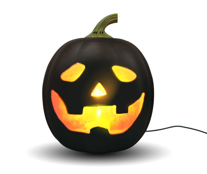 ANIMAT3D Jabberin' Jack Motion Sensor 12 Inch XL Talking Animated Black Pumpkin with Built in Video Projector, Speaker and Motion Sensor Includes 80 Minutes of Content