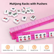 Premium Clear Mahjong Racks with Pushers,4-Pack Non-Slip Acrylic Racks
