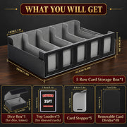 Kabinka 5 Row 3900+ Trading Card Storage Box with Commander Display | MTG Storage Box with Removable Lid Bulk Card Storage for MTG TCG PTCG Sports Card, Top Loaders Storage Box (Black)