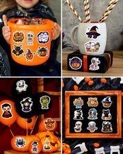 JCFIRE Halloween Stickers for Kids, 100 PCS Halloween Party Favors | 100 unique 2.3 in waterproof vinyl stickers for goodie bags, treat bags, crafts, water bottles and party favors