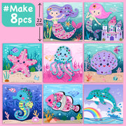 EZCRA Mermaid Gem Sticker Kit for Kids - 800 Stickers, 8 Underwater Themes