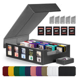 Kabinka 5 Row 3900+ Trading Card Storage Box with Commander Display | MTG Storage Box with Removable Lid Bulk Card Storage for MTG TCG PTCG Sports Card, Top Loaders Storage Box (Black)