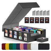 Kabinka 5 Row 3900+ Trading Card Storage Box with Commander Display | MTG Storage Box with Removable Lid Bulk Card Storage for MTG TCG PTCG Sports Card, Top Loaders Storage Box (Black)