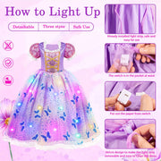 Meland Light Up Princess Dress for Girls Ages 3-10, Dress Up Toy Gift Set | Designed for party, Christmas Birthday gift, Halloween costume, detailed with sequin bodice, soft lining, comfortable to wear