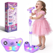 Stand Karaoke Machine for Kids, Christmas Singing Toys Gifts for 3 4 5 6 7 8 Year Old Girls Boys, Rechargeable Kid Microphone Bluetooth Speaker with 2 Mic for Girl Age 4-6 Toddler Birthday Party Toy