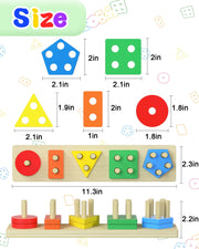 Montessori Sensory Toys for 1 2 Year Old Boy Girl Gifts, Puzzle for Toddler | Montessori Toys, Toddler Toy 2-3, Boys Girls Birthday Gifts, Wooden Blocks, Shape Sorter, Learning Toy, Toddler Activities