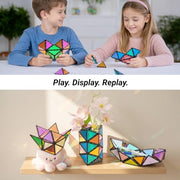 TOSY Magnet Pyramid Glow - 1 Cube Transforms into 1 Billion Shapes, 12 Pieces, 243 Rare Earth Magnets, Glowing, Holographic Design Magnet Tiles Creative Puzzle STEM/STEAM Toy