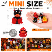 DULEFUN 61Pcs Halloween Mini Resin Duck Figures Halloween Party Favors Gift | Cute Small Little Duckies Statues Bulk Set for Office Desk Tiered Tray Decor Halloween Party Supplies Decoration