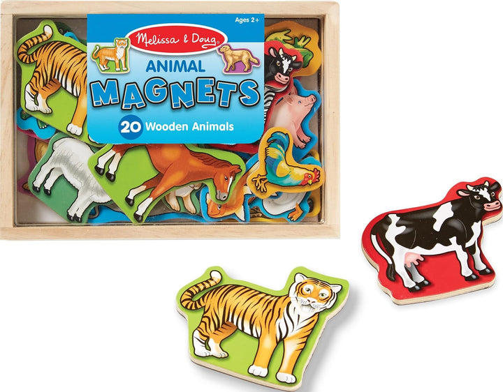 Melissa & Doug Wooden Animal Magnets 20-Piece Set with Storage Box | 20 Wooden Animal Magnets, Fine Motor Sorting Play, Storytelling Pretend Play, Toddler Learning Toys for Kids, Ages 2+