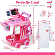 Liberry Toddlers Doctor Kit Toy for Girls Boys Ages 2 3 4 5, Pink | Kids Doctor Playset with Cart, Costume & Stethoscope, Role Play, Pretend Play Medical Toys, Birthday Gift
