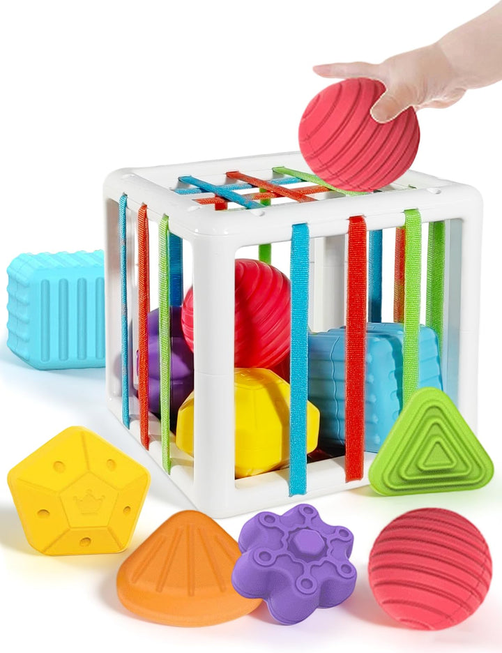 BLCXTOYZ Montessori Toys for 1 Year Old - 6 Pc Shape Sorter Activity Cube | Toddler Learning Toy, Developmental Skills, 12 Months & Up, 1st Birthday Gift for Toddlers 1-3