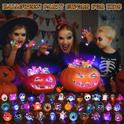 Halloween Party Favors 50Pcs Trick or Treats Halloween Toys for Kids | Halloween Party Favors for Kids & Adults, Non‑candy Gift Bag Fillers, Light Up Rings for Halloween party supplies