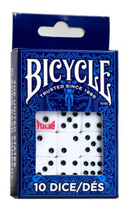 Bicycle 10 Dice Set Six Sided D6 Standard Game White Black 16 mm | 10 six sided D6 dice, 16 mm standard size, Ideal weight for fair play, Perfect for dice-based games and learning