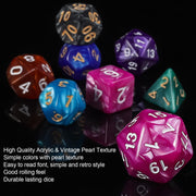 QMay 7 Sets Polyhedral Dice - 49 Pcs (7 X 7) DND Dice + 7 Drawstring Bags | 7 Colors D4 D6 D8 D10 D% D12 D20, Great for Dungeons&Dragons, MTG, Role Playing Table Games, Dice Goblins, RPG Players & DMs