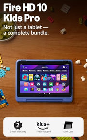 Amazon Fire HD 10 Kids Pro tablet (newest model) ages 6-12. Bright 10.1" HD screen, includes ad-free content, robust parental controls, 13-hr battery and slim case for older kids, 32 GB, Nebula