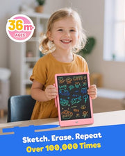 TEKFUN LCD Writing Tablet for Kids, 10-inch Coloring Drawing Pad, Mess Free Doodle Board, Airplane Travel Toys for Boys and Toddlers, Road Trip Essentials, Gifts for 3 4 5 6 7 8 Year Old Girls (Pink)